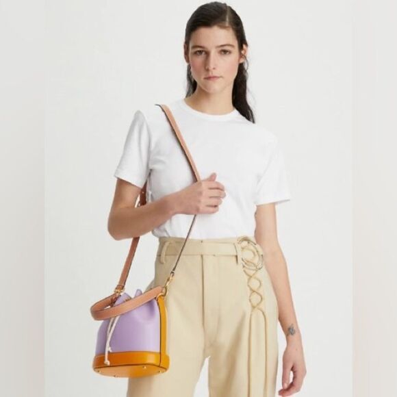 Tory Burch T Monogram Color - Block Bucket Bag, Thistle‎ Mix, Style 88157 - Picture 11 of 16